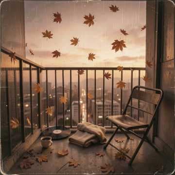 Feuilles sur le balcon